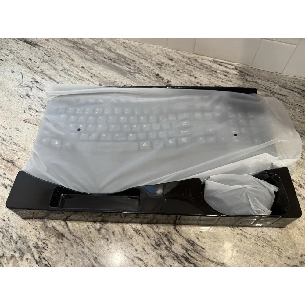 Wireless Keyboard and Mouse Combo, 2.4G Full Size Wave Keys Ergonomic Keyboard